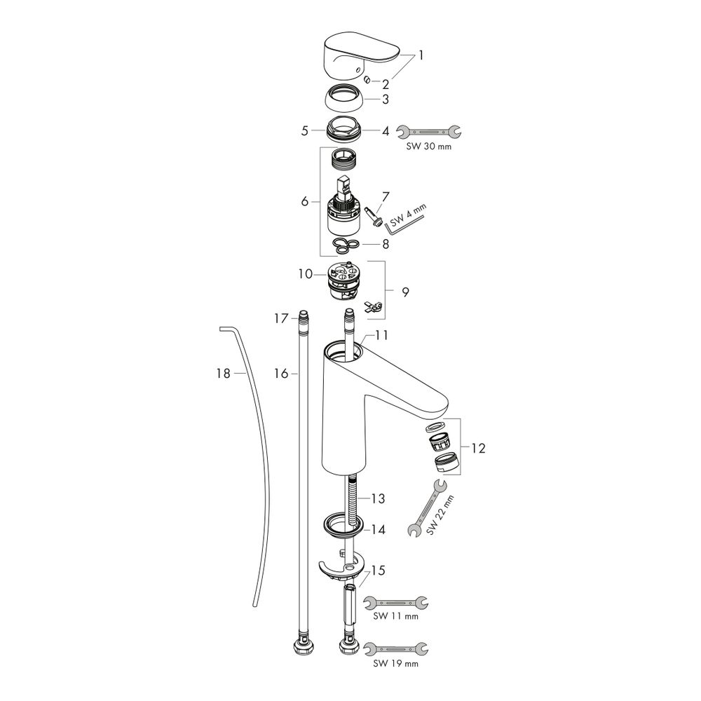 hansgrohe Focus Einhebel-Waschtischmischer 100mm 5l/min mit Zugstangen-Garnitur, Ch... HANSGROHE-31607000 4011097679433 (Abb. 3)