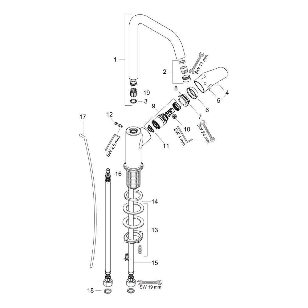 hansgrohe Focus Einhebel-Waschtischmischer 240mm 5l/min Zugstangen-Garnitur mit Sch... HANSGROHE-31609000 4011097679457 (Abb. 2)