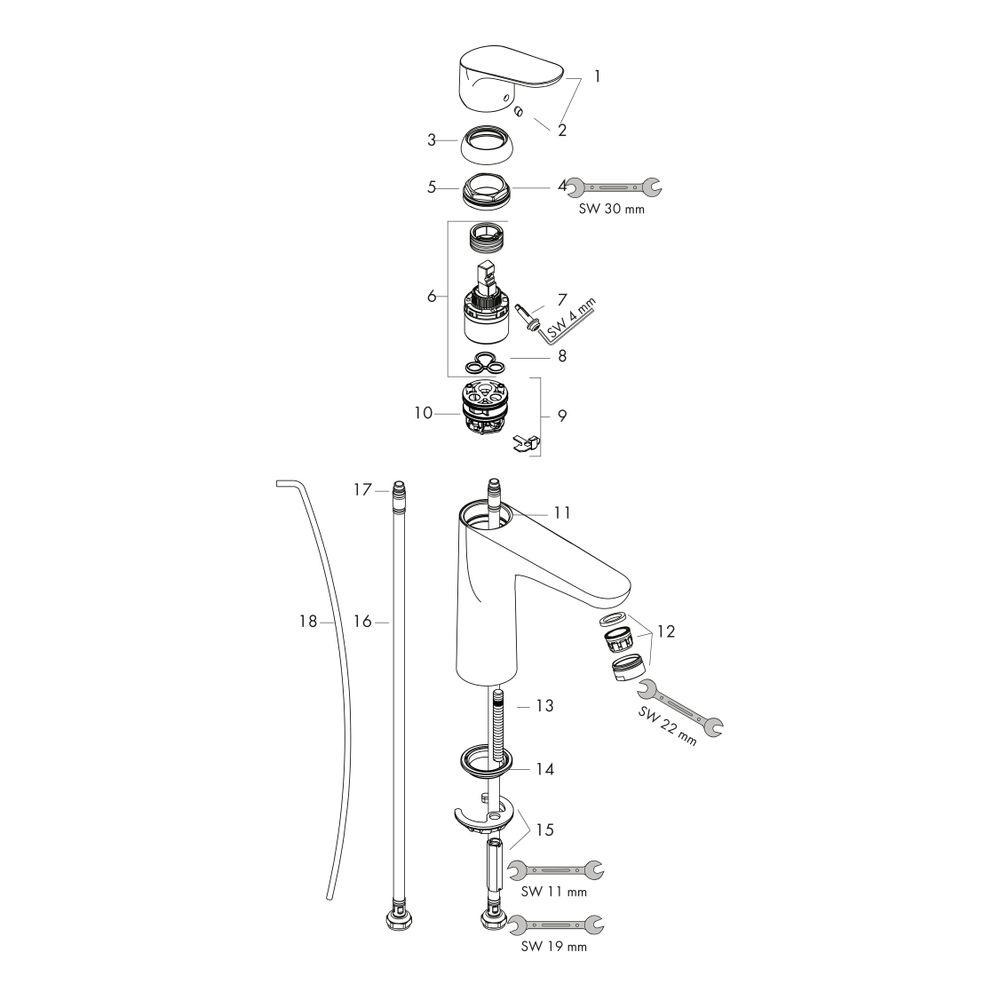 hansgrohe Focus Einhebel-Waschtischmischer 100mm 5l/min CoolStart mit Zugstangen-Ga... HANSGROHE-31621000 4011097691510 (Abb. 3)