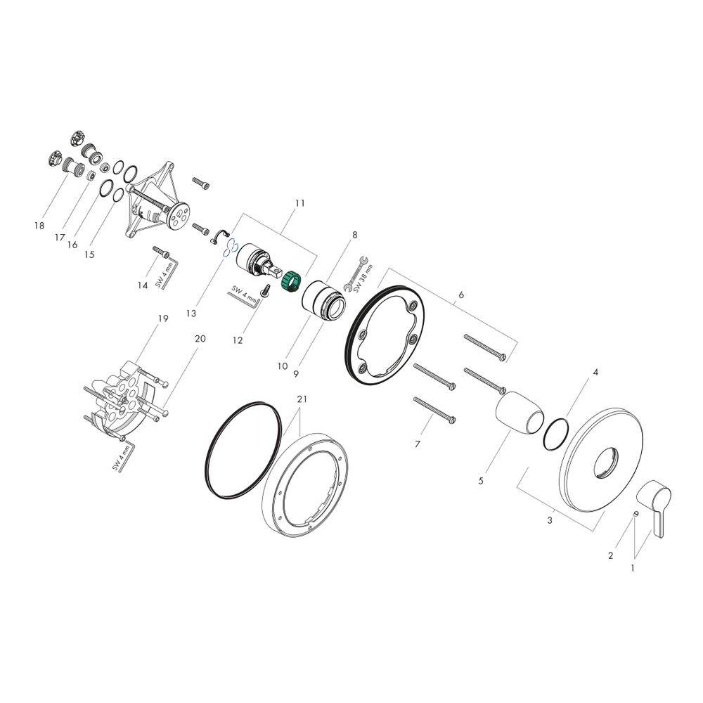 hansgrohe Metris S Einhebel-Brausemischer Unterputz für iBox universal, Chrom... HANSGROHE-31665000 4011097488585 (Abb. 2)