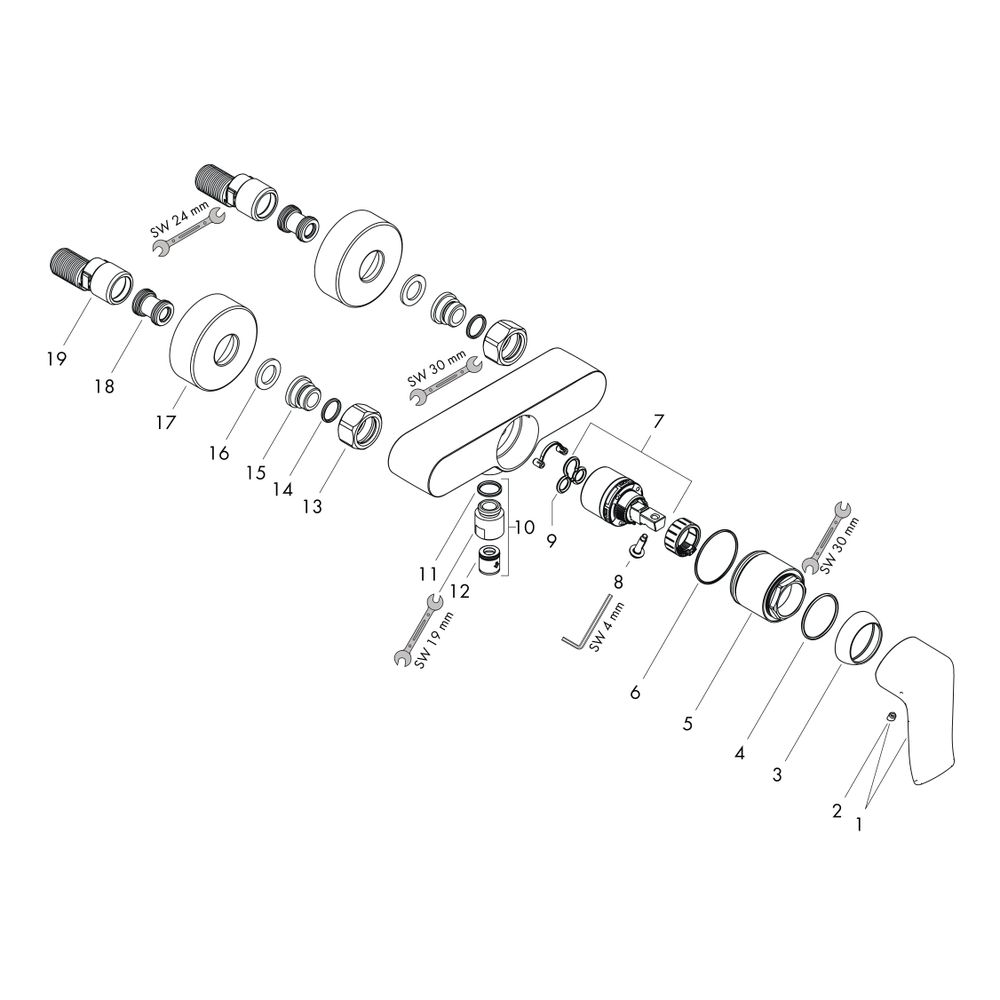 hansgrohe Metris Einhebel-Brausemischer Aufputz, Chrom... HANSGROHE-31680000 4011097656694 (Abb. 2)