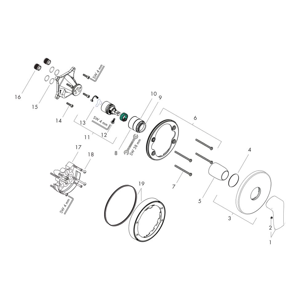 hansgrohe Metris Brausenmischer Unterputz Fertigset, Chrom... HANSGROHE-31685000 4011097661155 (Abb. 2)