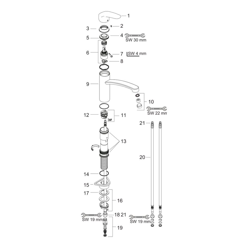 hansgrohe Focus M41 Einhebel-Küchenmischer 160mm 5l/min Niederdruck/offene Warmwass... HANSGROHE-31804000 4011097641898 (Abb. 3)