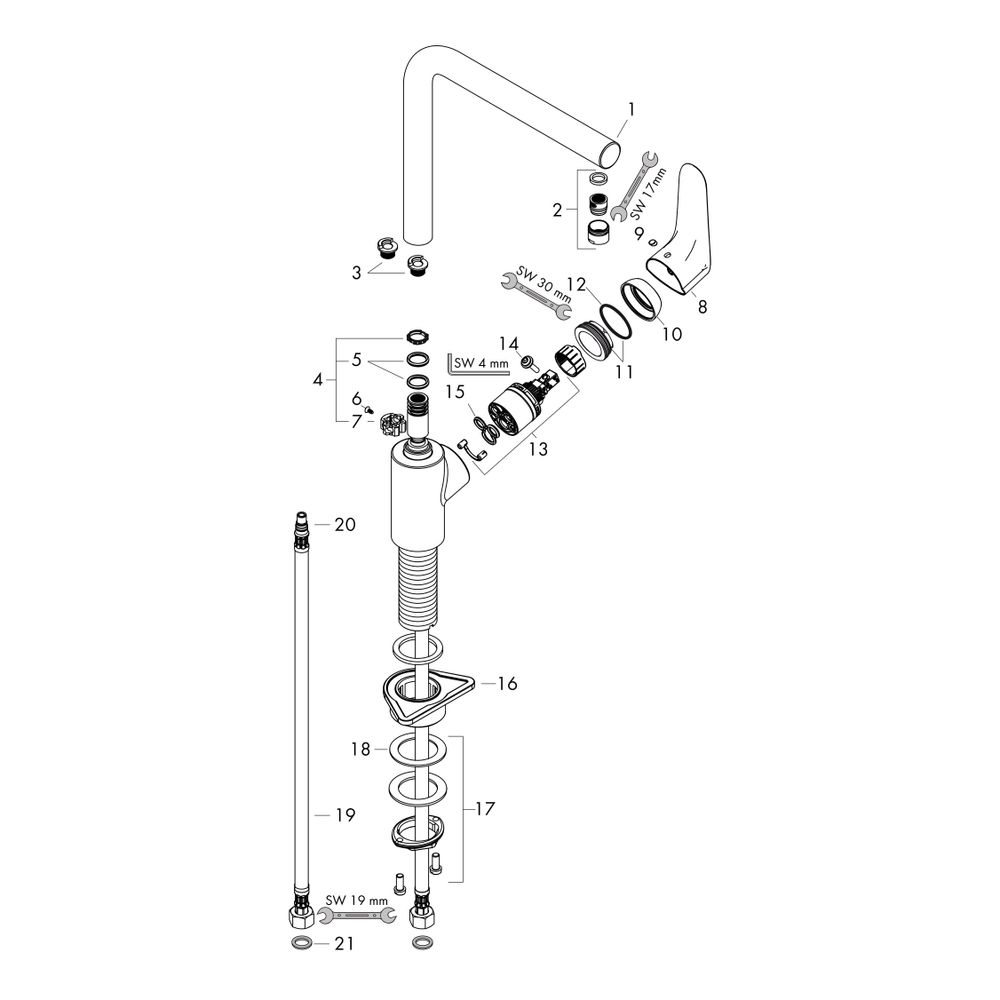 hansgrohe Focus M41 Einhebel-Küchenmischer 280mm 12l/min 1jet, Chrom... HANSGROHE-31817000 4011097718194 (Abb. 2)