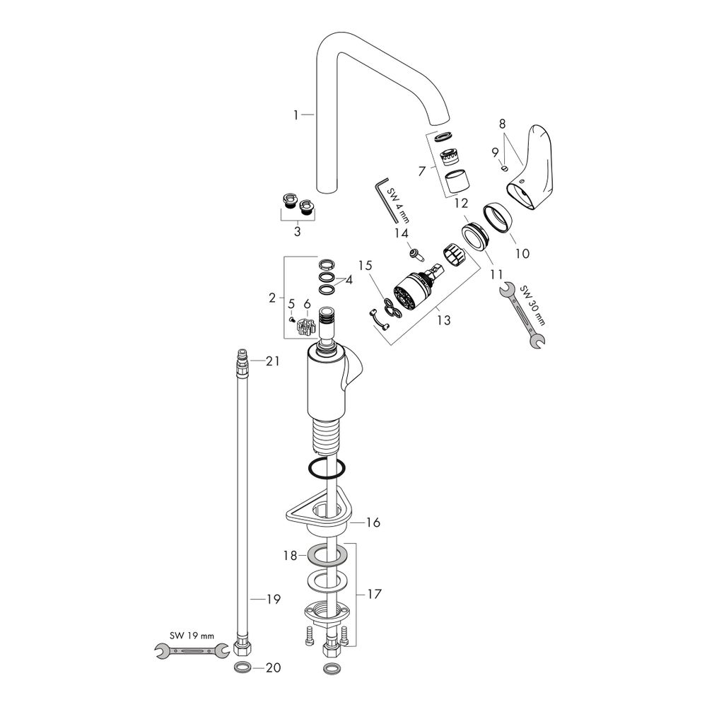 hansgrohe Focus M41 Einhebel-Küchenmischer 260mm 12l/min 1jet, Chrom... HANSGROHE-31820000 4011097679464 (Abb. 2)