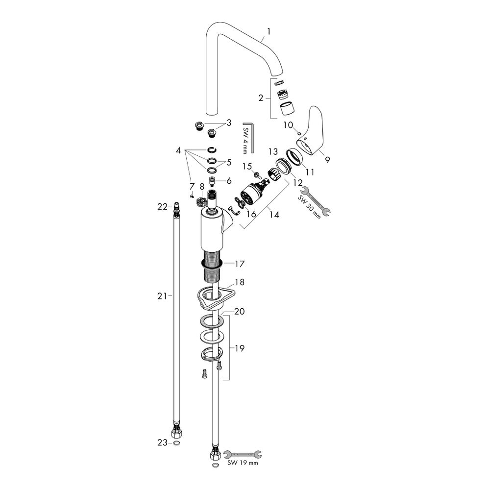 hansgrohe Focus M41 Einhebel-Küchenmischer 260mm 4,6l/min EcoSmart, 1jet, Chrom... HANSGROHE-31821000 4059625196700 (Abb. 2)