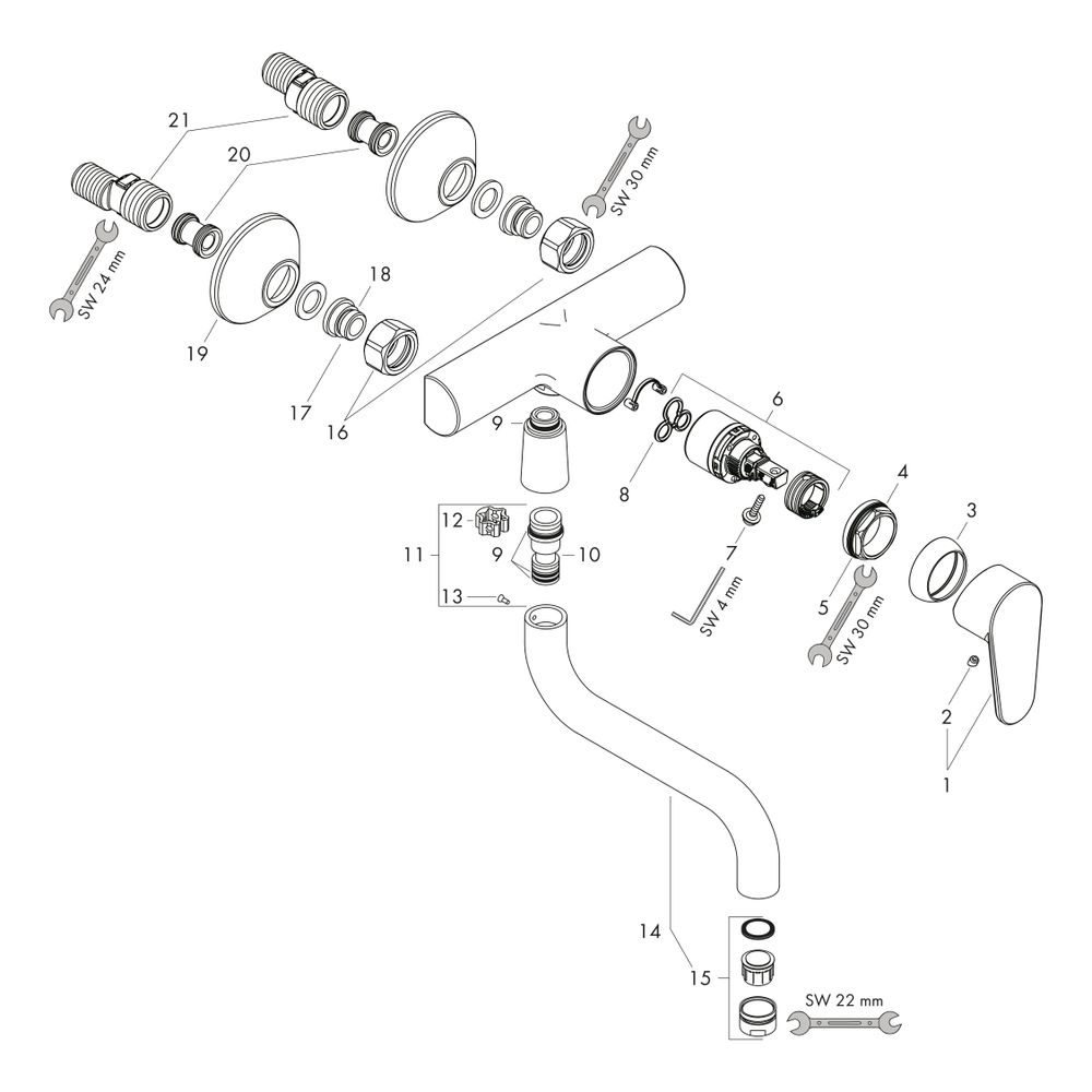 hansgrohe Focus M41 Einhebel-Küchenmischer, Wandmontage Lowspout, 1jet, Chrom... HANSGROHE-31825000 4011097708041 (Abb. 2)