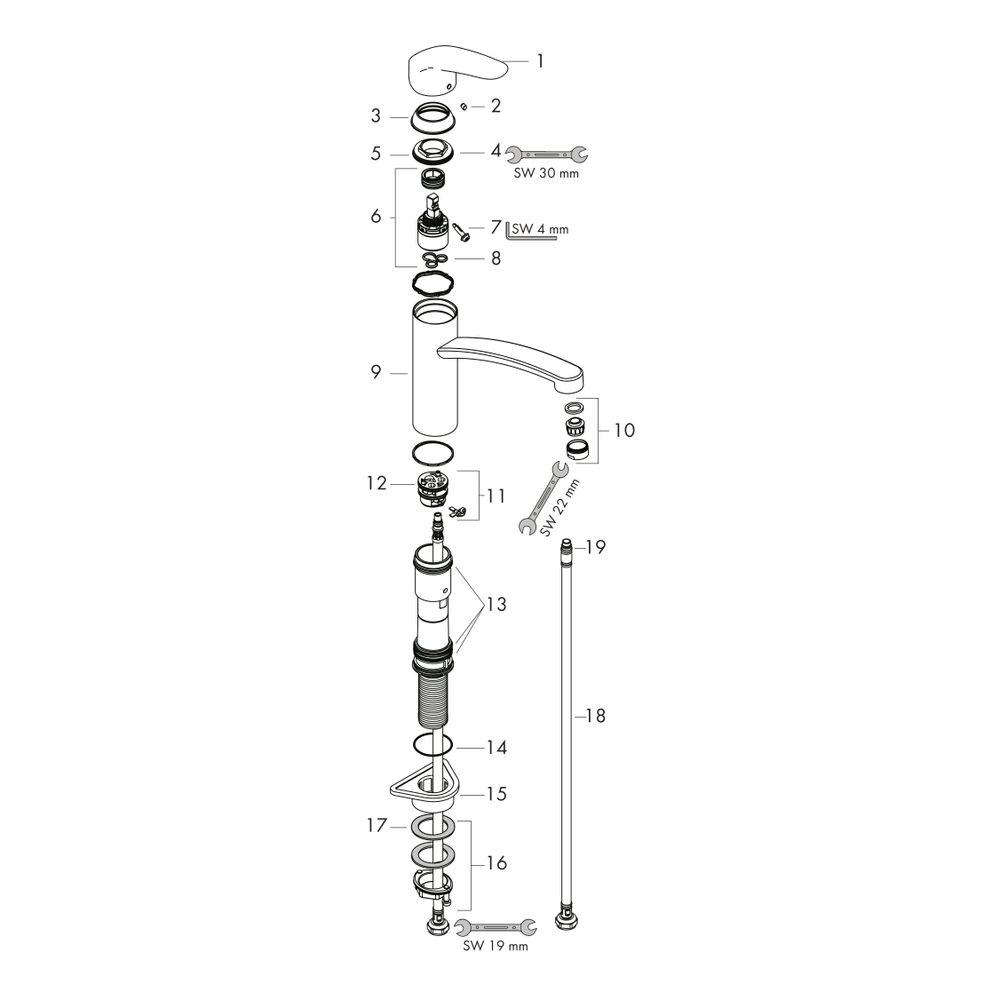 hansgrohe Focus M41 Einhebel-Küchenmischer 160mm 5l/min EcoSmart, 1jet, Chrom... HANSGROHE-31826000 4059625196694 (Abb. 2)