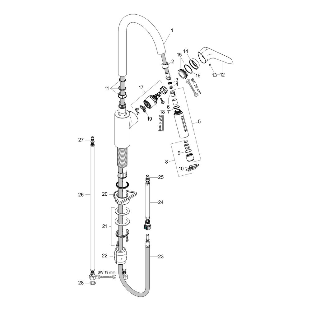 hansgrohe Focus M41 Einhebel-Küchenmischer 240mm 5,8l/min EcoSmart, 2jet, Chrom, Au... HANSGROHE-31833000 4059625196717 (Abb. 2)