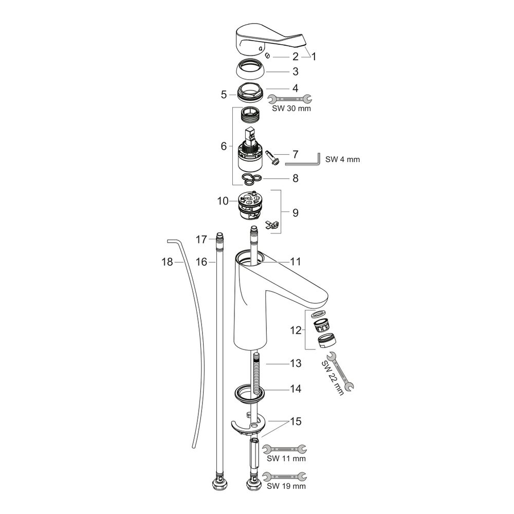 hansgrohe Focus Einhebel-Waschtischmischer 100mm 5l/min Zugstangen-Garnitur mit ext... HANSGROHE-31911000 4011097725833 (Abb. 2)