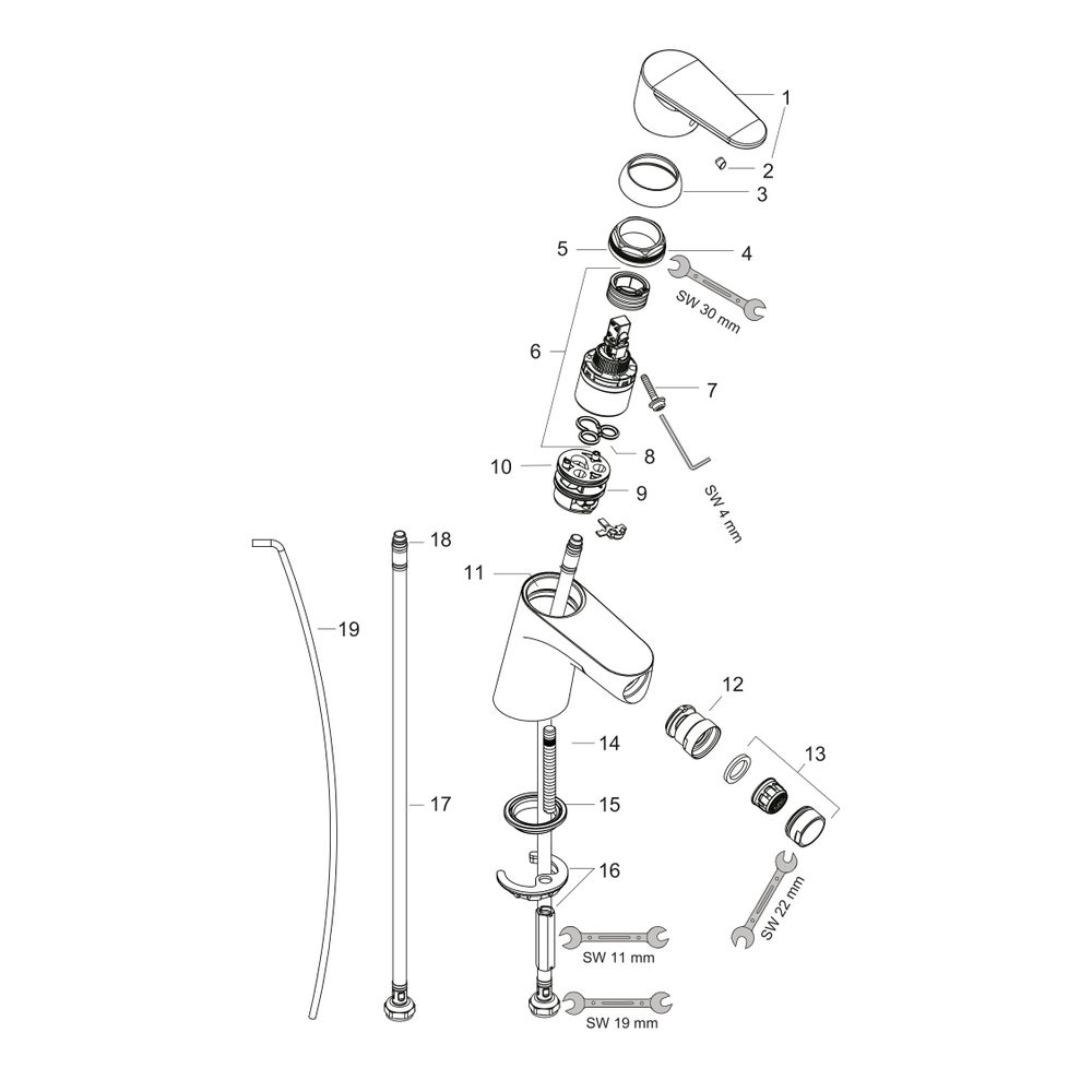 hansgrohe Focus Einhebel-Bidetmischer mit Zugstangen-Garnitur, Chrom... HANSGROHE-31920000 4011097591506 (Abb. 2)