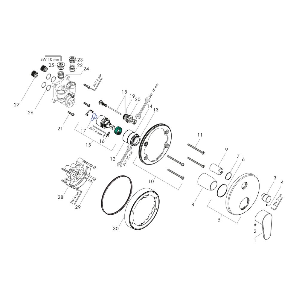 hansgrohe Focus Einhebel-Wannenmischer Unterputz 25l/min mit Sicherungskombination ... HANSGROHE-31946000 4011097602547 (Abb. 2)