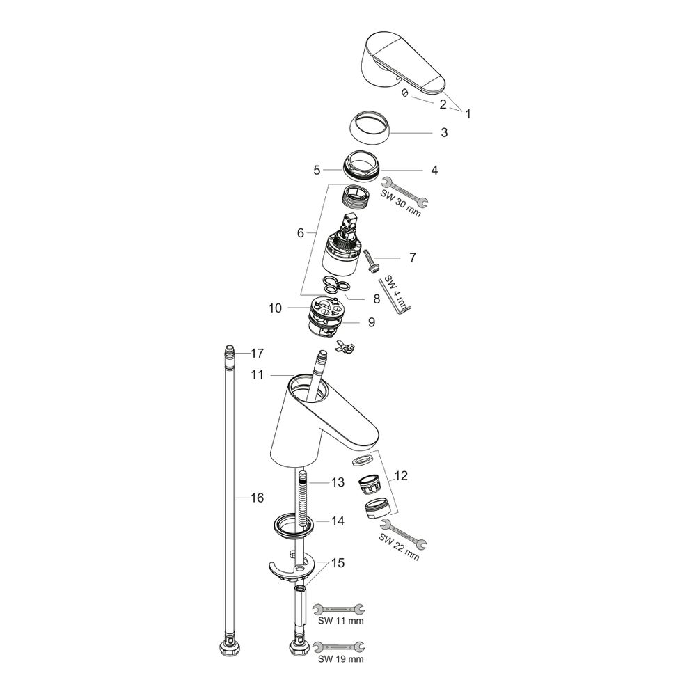 hansgrohe Focus Einhebel-Waschtischmischer 70mm, LowFlow 3,5l/min ohne Garnitur, Ch... HANSGROHE-31952000 4011097719283 (Abb. 3)
