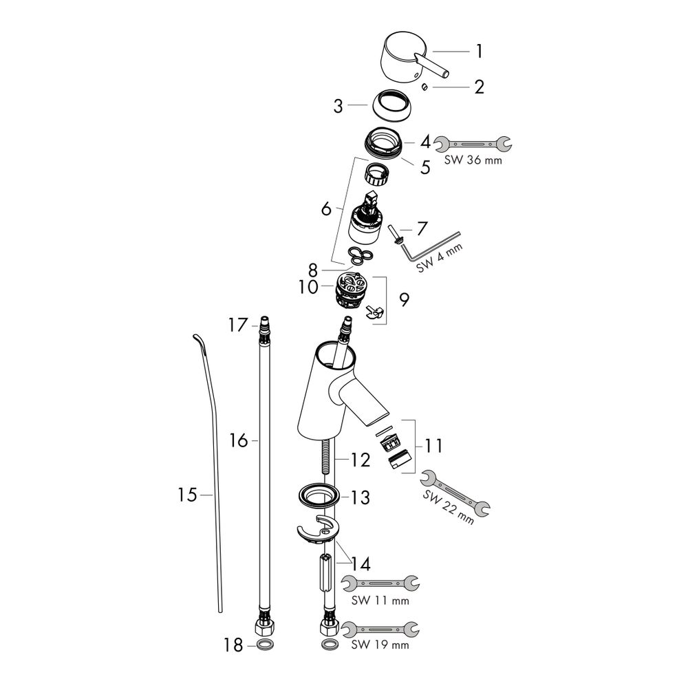 hansgrohe Talis S Einhebel-Waschtischmischer 70mm 5l/min Chrom mit Zugstangen-Garni... HANSGROHE-32020000 4011097397382 (Abb. 2)