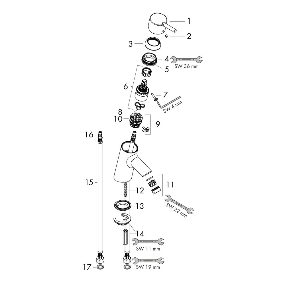 hansgrohe Talis S Einhebel-Waschtischmischer 70mm 5l/min Chrom ohne Garnitur... HANSGROHE-32031000 4011097397399 (Abb. 3)