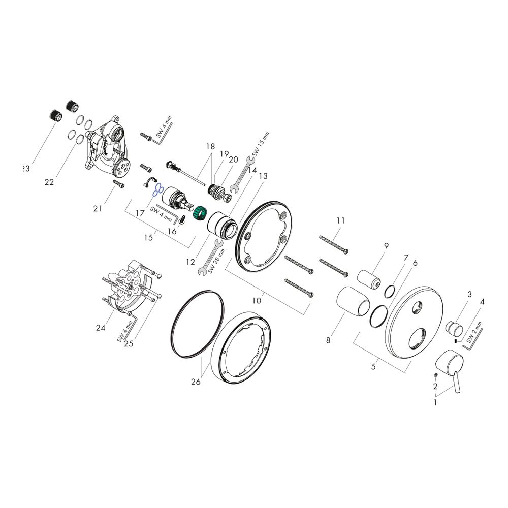 hansgrohe Talis Wannenmischer Unterputz Fertigset, Chrom... HANSGROHE-32475000 4011097397962 (Abb. 2)