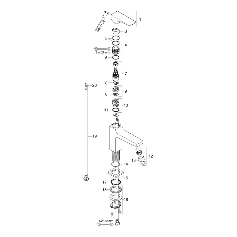 hansgrohe Metropol Einhebel-Waschtischmischer 100mm 5l/min Schwarz/Chrom gebürstet ... HANSGROHE-32500340 4059625229293 (Abb. 2)