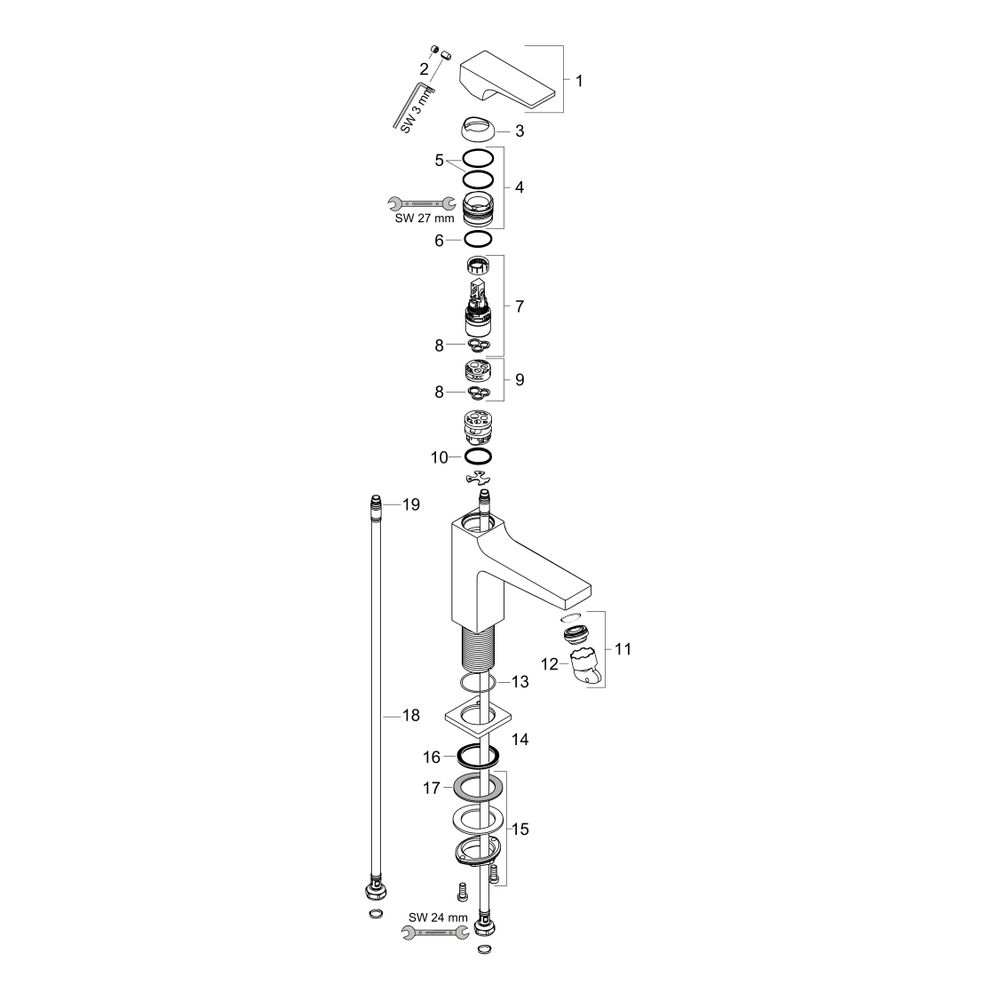 hansgrohe Metropol Standventil 100mm, mit Hebelgriff für Kaltwasser oder vorgemisch... HANSGROHE-32501000 4011097812762 (Abb. 3)