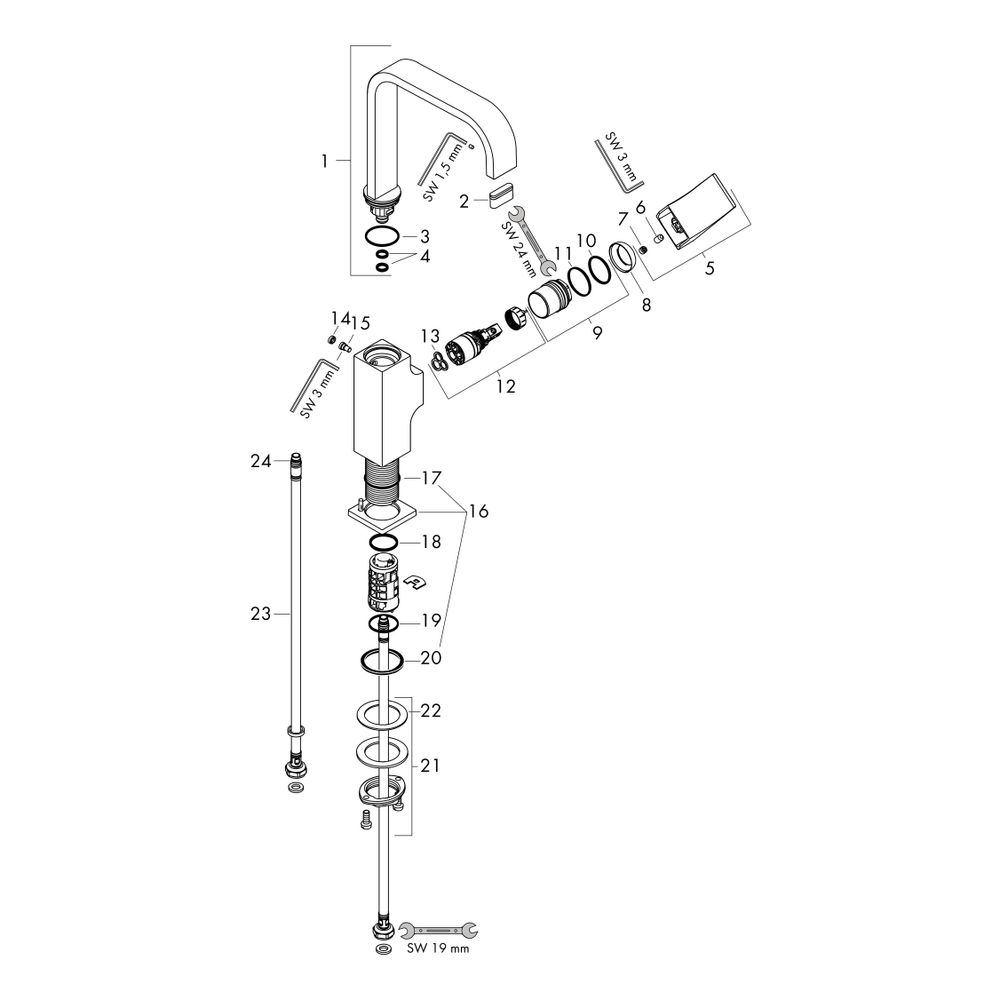 hansgrohe Metropol Einhebel-Waschtischmischer 230mm 5l/min Chrom Ausladung 165mm, H... HANSGROHE-32511000 4011097812588 (Abb. 3)