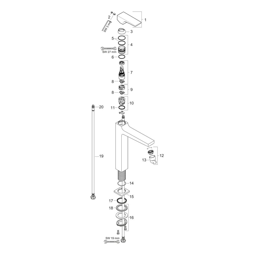 hansgrohe Metropol Einhebel-Waschtischmischer 260mm 5l/min Mattweiß 204mm, Hebelgri... HANSGROHE-32512700 4059625231517 (Abb. 2)