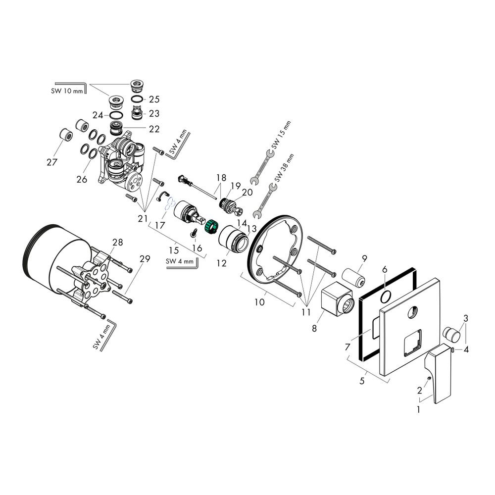 Hansgrohe Metropol Einhebel-Wannenmischer Unterputz 25l/min Mattweiß mit Hebelgriff... HANSGROHE-32546700 4059625231869 (Abb. 2)