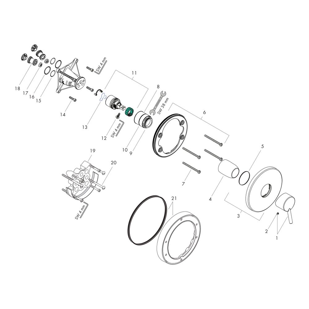 hansgrohe Talis S Brausenmischer Unterputz 29,3l/min Fertigset, verchromt... HANSGROHE-32675000 4011097398006 (Abb. 2)