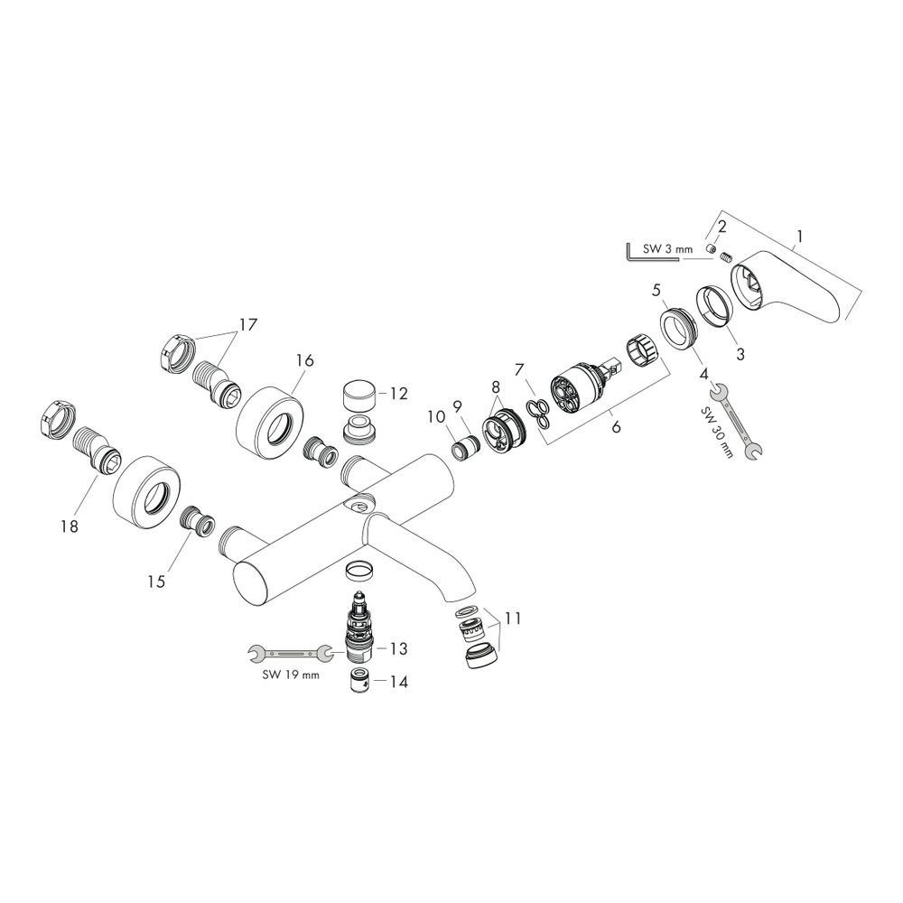 Hansgrohe AXOR Citterio M Einhebel-Wannenmischer Aufputz, Keramikmischsystem, 2 Ver... HANSGROHE-34420000 4011097559490 (Abb. 2)