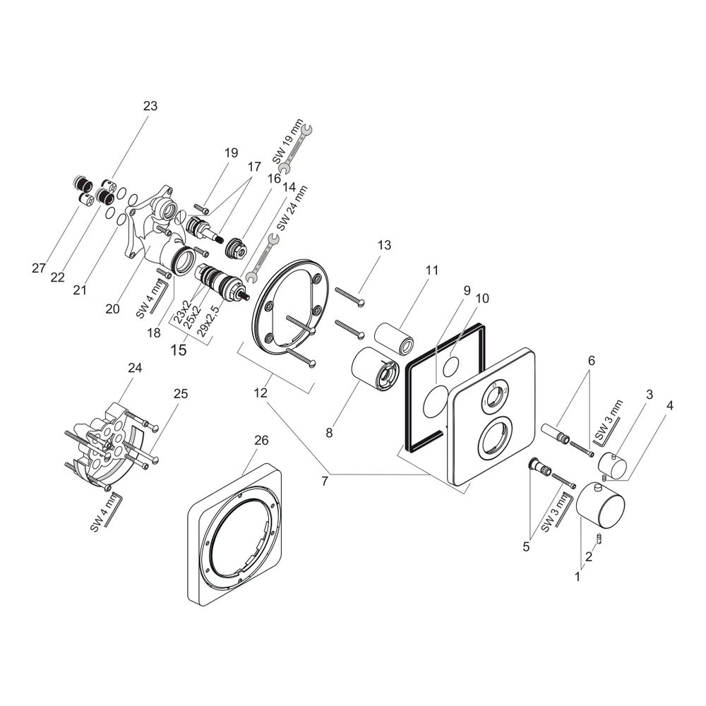 Hansgrohe AXOR Citterio M Thermostat Unterputz, Ab- und Umstellventil, 29l/min, 2 V... HANSGROHE-34725000 4011097559803 (Abb. 2)