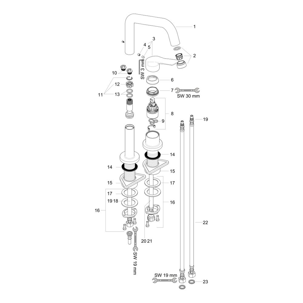 Hansgrohe AXOR Citterio M 2-Loch Einhebel-Küchenmischer ComfortZone 240, 11l/min, S... HANSGROHE-34820820 4011097902654 (Abb. 2)