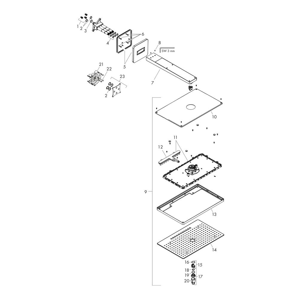 Hansgrohe AXOR ShowerSolutions Kopfbrause, 18l/min, 460x300mm, 3jet, Brausearm, sof... HANSGROHE-35276000 4059625003657 (Abb. 3)