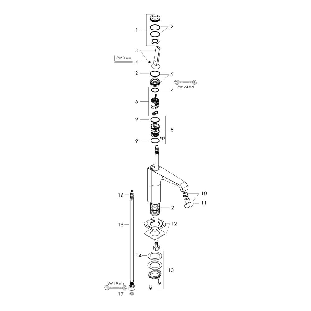 Hansgrohe AXOR Citterio E Einhebel-Waschtischmischer 130mm, Pin-Griff, Ablaufgarnit... HANSGROHE-36101670 4059625427477 (Abb. 2)