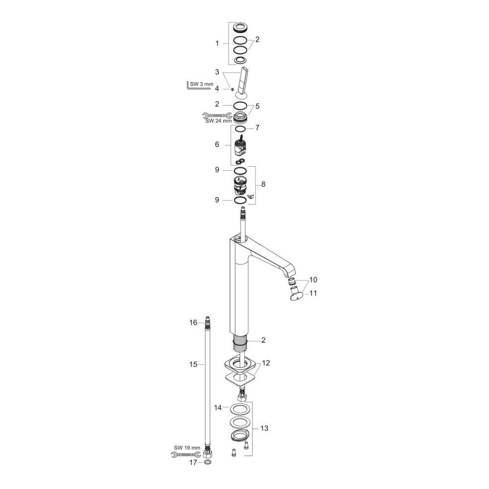 Hansgrohe AXOR Citterio E Einhebel-Waschtischmischer 250mm, Pin-Griff, Ablaufgarnit... HANSGROHE-36104820 4011097818665 (Abb. 2)
