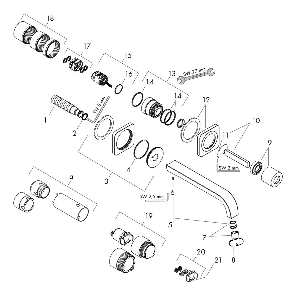 Hansgrohe AXOR Citterio E Einhebel-Waschtischmischer UP, Pin-Griff, Rosetten, Ausla... HANSGROHE-36106950 4011097825922 (Abb. 2)