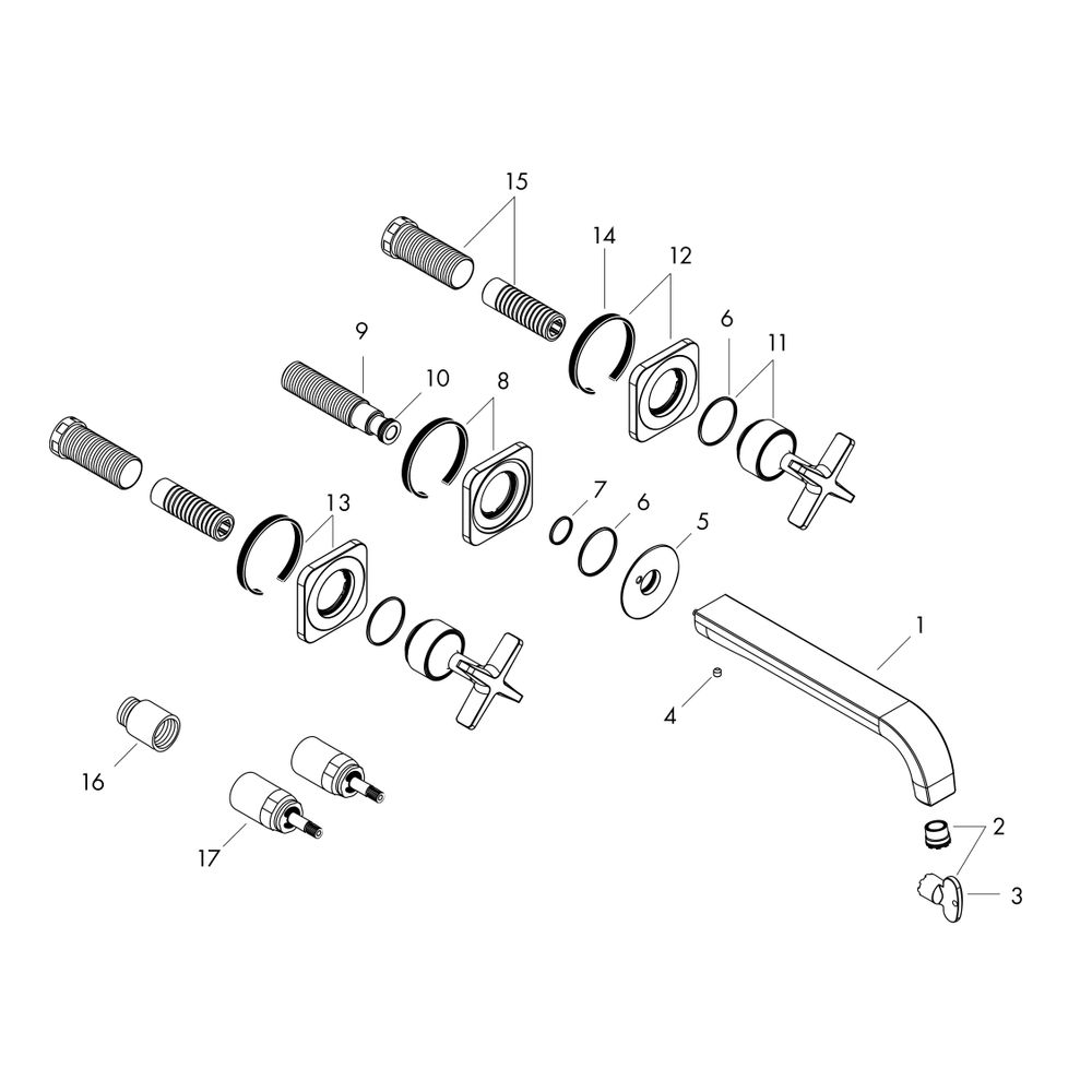Hansgrohe AXOR Citterio E 3-Loch Waschtischarmatur Unterputz für Wandmontage, Ausla... HANSGROHE-36107820 4011097826974 (Abb. 2)