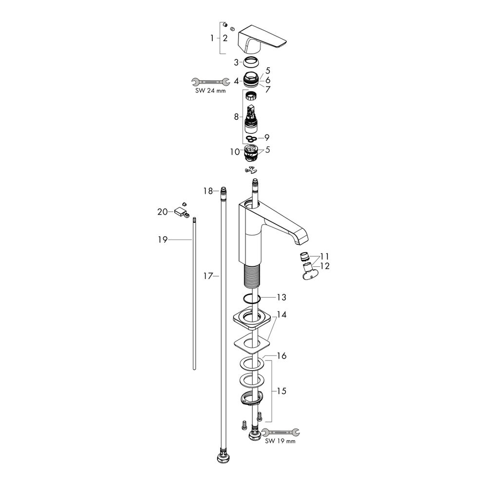 Hansgrohe AXOR Citterio E Einhebel-Waschtischmischer 130mm, Hebelgriff, Zugstangen-... HANSGROHE-36110340 4011097819440 (Abb. 2)
