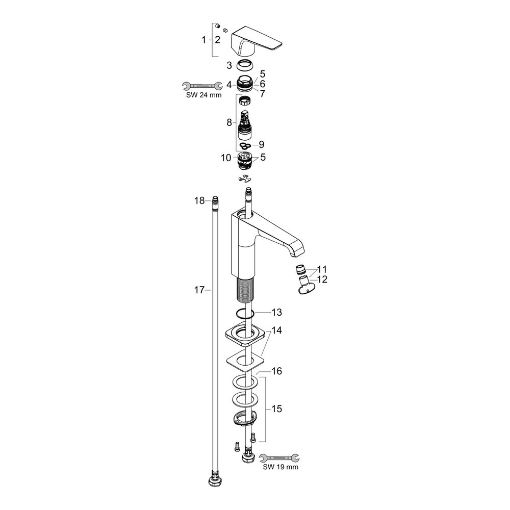 Hansgrohe AXOR Citterio E Einhebel-Waschtischmischer 130mm, Hebelgriff, Ablaufgarni... HANSGROHE-36111950 4011097819587 (Abb. 2)