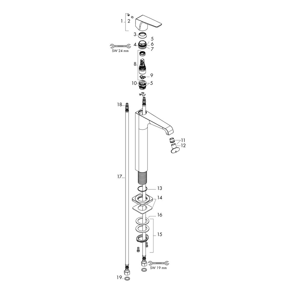 Hansgrohe AXOR Citterio E Einhebel-Waschtischmischer 250mm, Hebelgriff, Ablaufgarni... HANSGROHE-36113950 4011097903637 (Abb. 2)