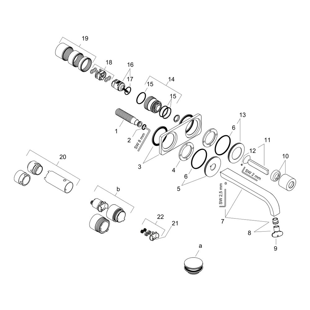Hansgrohe AXOR Citterio E Einhebel-Waschtischmischer UP, Pin-Griff, Platte, Auslauf... HANSGROHE-36114820 4011097826820 (Abb. 2)