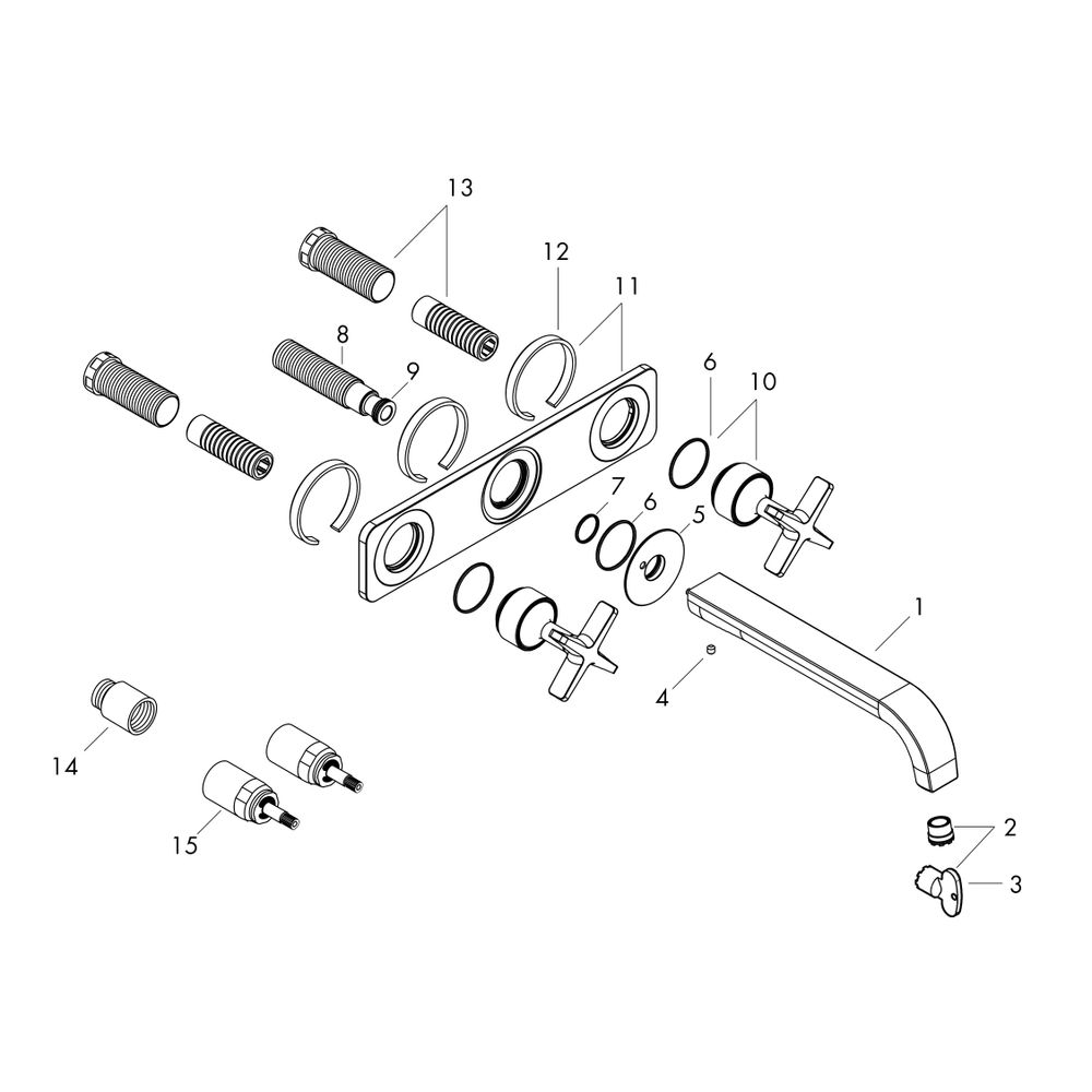 Hansgrohe AXOR Citterio E 3-Loch Waschtischarmatur Unterputz für Wandmontage, Ausla... HANSGROHE-36115340 4011097827087 (Abb. 2)