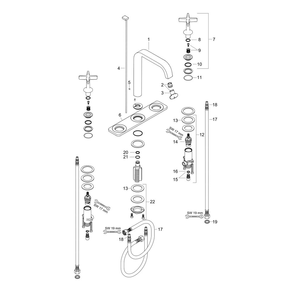 Hansgrohe AXOR Citterio E 3-Loch Waschtischarmatur ComfortZone 170, Platte, Zugstan... HANSGROHE-36116330 4011097819372 (Abb. 2)