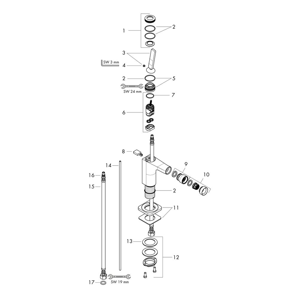 Hansgrohe AXOR Einhebel-Bidetmischer Citterio E, Pin-Griff, Zugstangen-Ablaufgarnit... HANSGROHE-36120800 4011097818832 (Abb. 2)