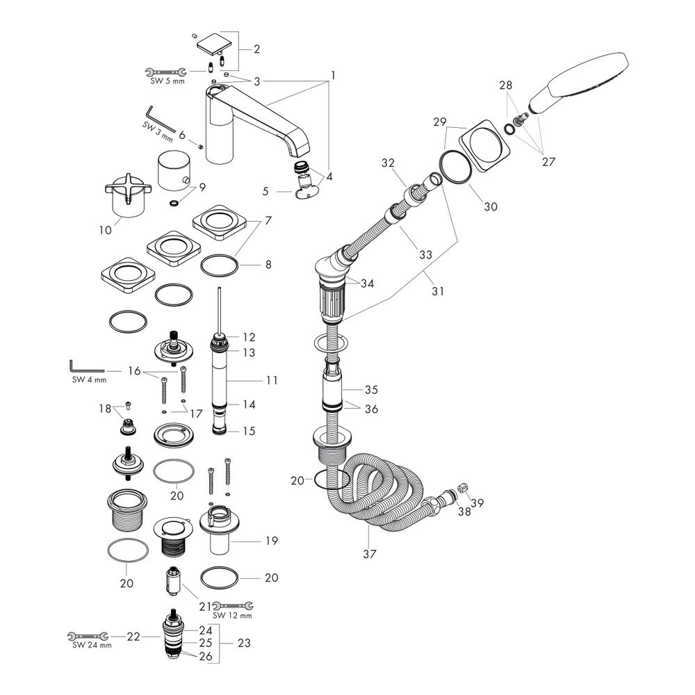 Hansgrohe AXOR Citterio E 4-Loch Fliesenrandarmatur, Thermostat, 2 Verbraucher, Chr... HANSGROHE-36410000 4011097751429 (Abb. 2)