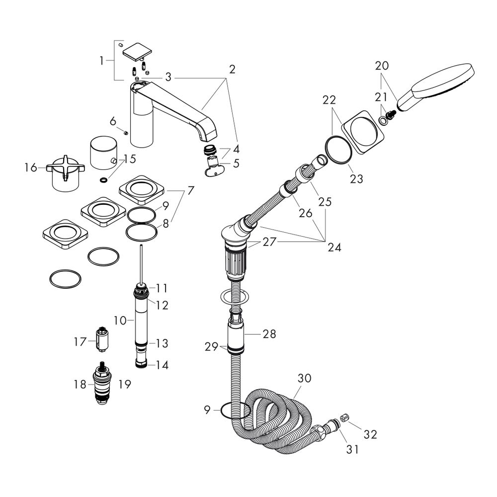 Hansgrohe AXOR Citterio E 4-Loch Wannenrandarmatur, Thermostat, 2 Verbraucher, Chro... HANSGROHE-36411000 4011097751412 (Abb. 2)