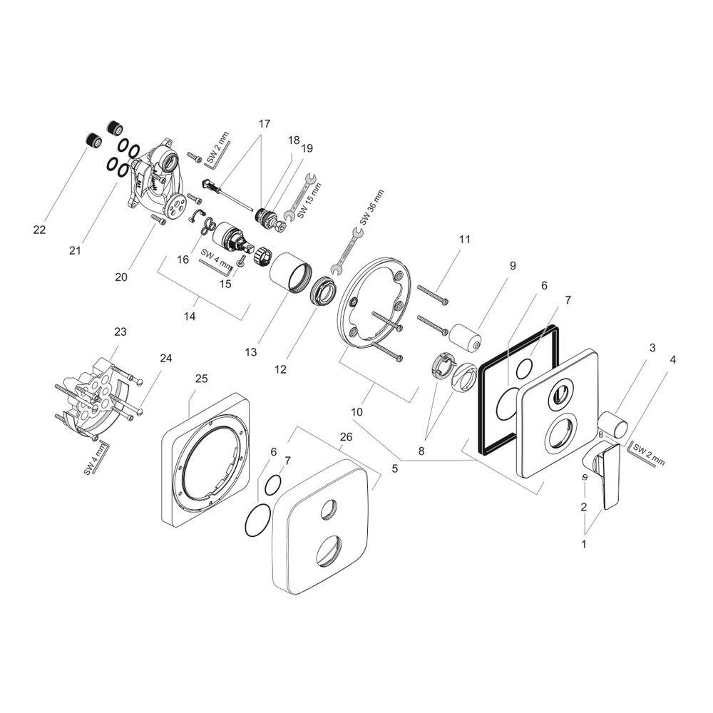 Hansgrohe AXOR Einhebel-Wannenmischer Citterio E Unterputz, 2 Verbraucher, Chrom... HANSGROHE-36455000 4011097815800 (Abb. 2)