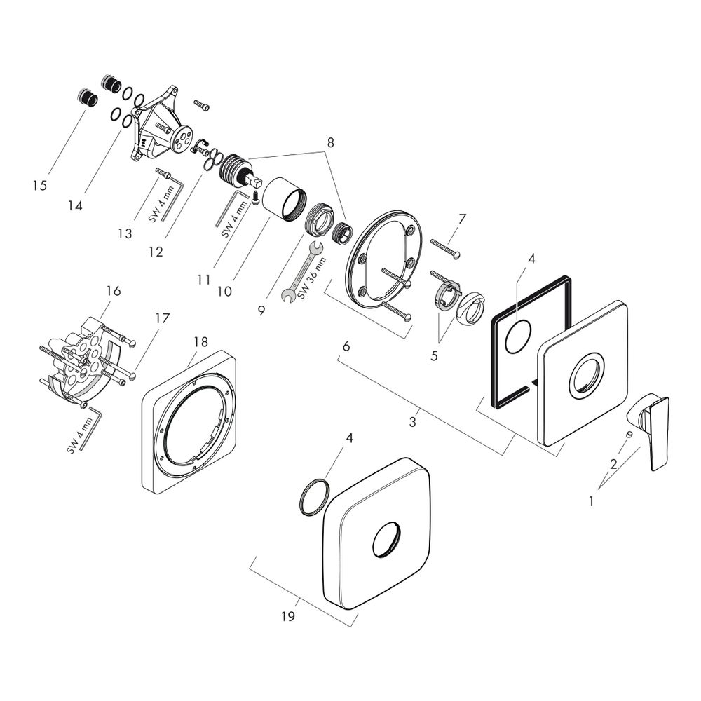 Hansgrohe AXOR Einhebel-Brausemischer Citterio E, Unterputz, 1 Verbraucher, Chrom... HANSGROHE-36655000 4011097815770 (Abb. 2)