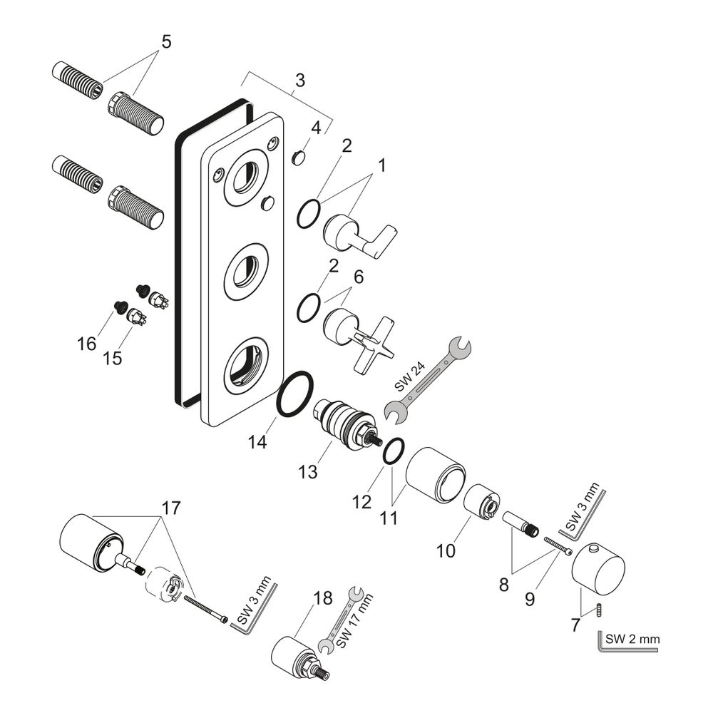 Hansgrohe AXOR Citterio E Thermostatmodul 380x120mm, UP, DN 20, für 2 Verbraucher, ... HANSGROHE-36703000 4011097755564 (Abb. 2)