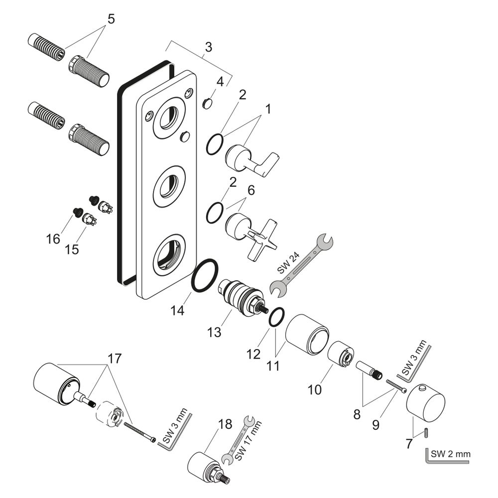 Hansgrohe AXOR Citterio E Thermostatmodul 380x120mm, UP, DN 20, für 2 Verbraucher, ... HANSGROHE-36703670 4059625427583 (Abb. 3)
