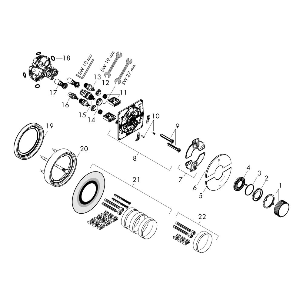 Hansgrohe AXOR ShowerSelect ID Thermostat Unterputz, 22,1l/min, rund für 2 Verbrauc... HANSGROHE-36750800 4059625542132 (Abb. 7)
