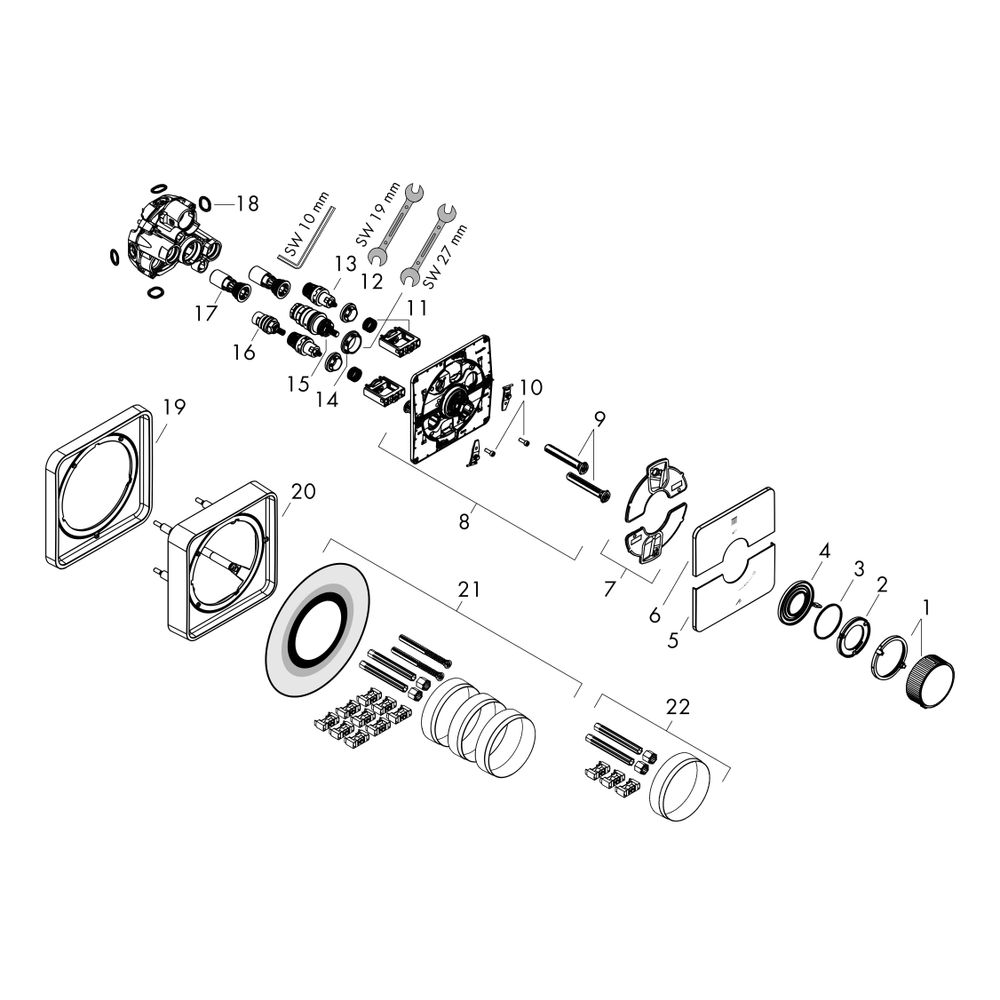 Hansgrohe AXOR ShowerSelect ID Thermostat Unterputz, 22,1l/min, softsquare für 2 Ve... HANSGROHE-36754670 4059625552612 (Abb. 7)