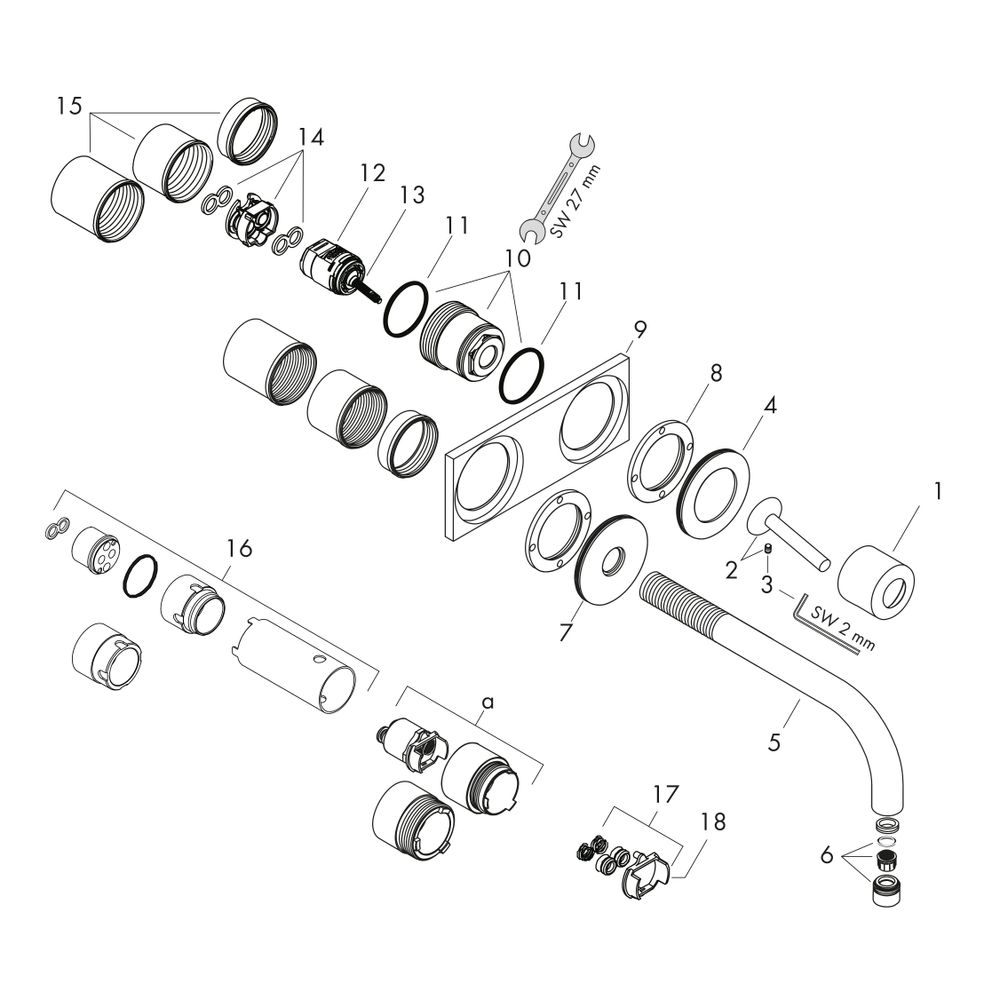 Hansgrohe AXOR Uno Einhebel-Waschtischmischer Unterputz, 5l/min, Auslauf 165mm, Pla... HANSGROHE-38112000 4011097412979 (Abb. 2)